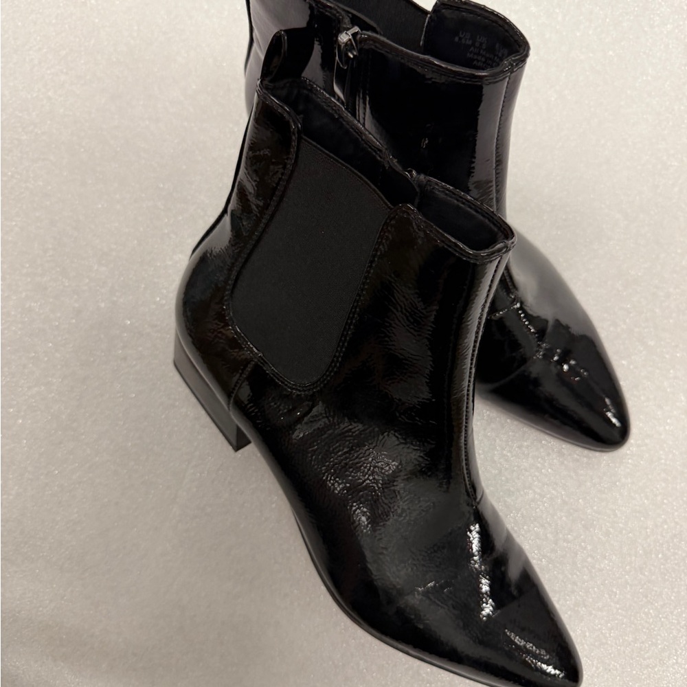 Franco Sarto Glossy Black Ankle Booties
